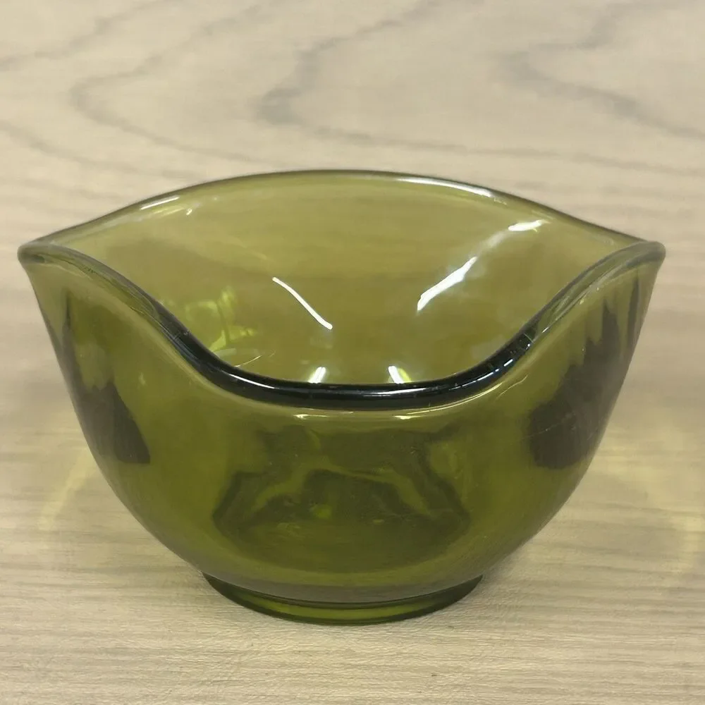 Indiana Glass Avocado Green “Tri-Top” Dip Bowl 1960’s 1970’s Replacement